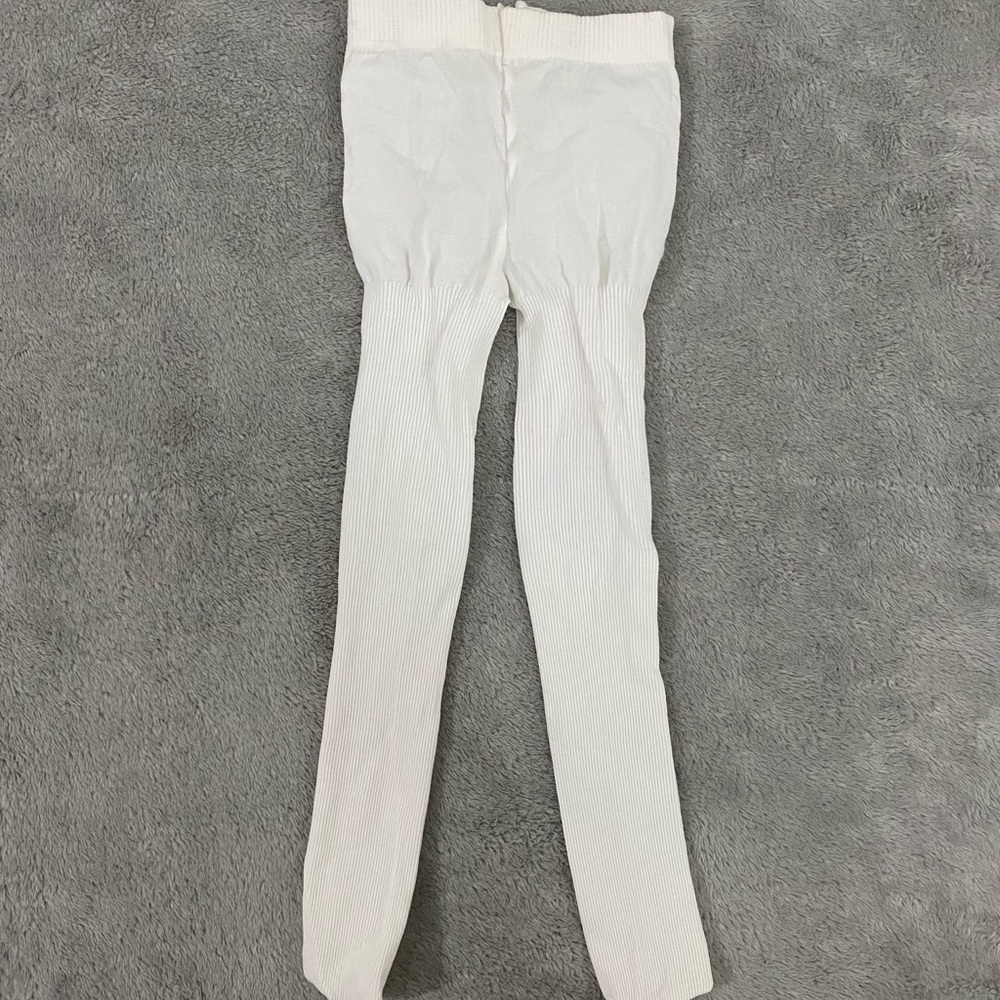 Baby White Ribbed Tights
